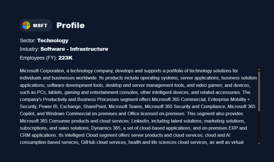 Company Snapshot widget